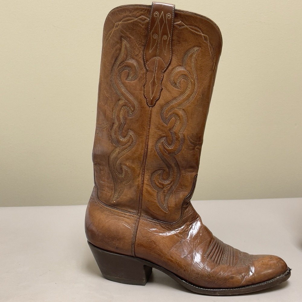 Vintage SAS Bootmaker Cowboy Boots Men 9B Brown Leather Western Rodeo Shoes‎ USA - Picture 10 of 16
